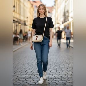 Authentic GUCCI GG Supreme Monogram Web Large Ophidia Shoulder Bag in Beige -EUC